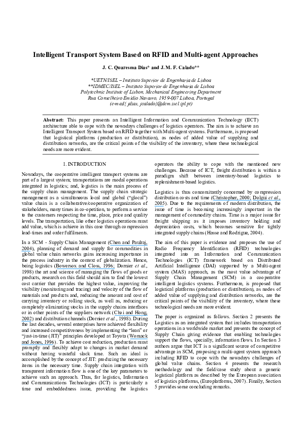 (PDF) Intelligent Transport System Based on RFID and Multi-Agent Approaches