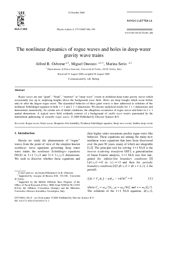 (PDF) The nonlinear dynamics of rogue waves and holes in deep-water ...