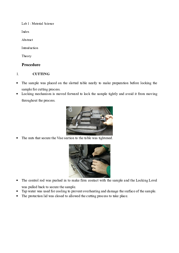 (DOC) Material Science Sample Preparation Lab Procedure Muhammad