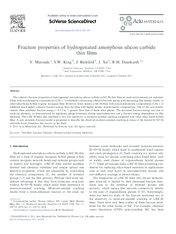 (PDF) Fracture Properties of Hydrogenated Amorphous Silicon Carbide ...