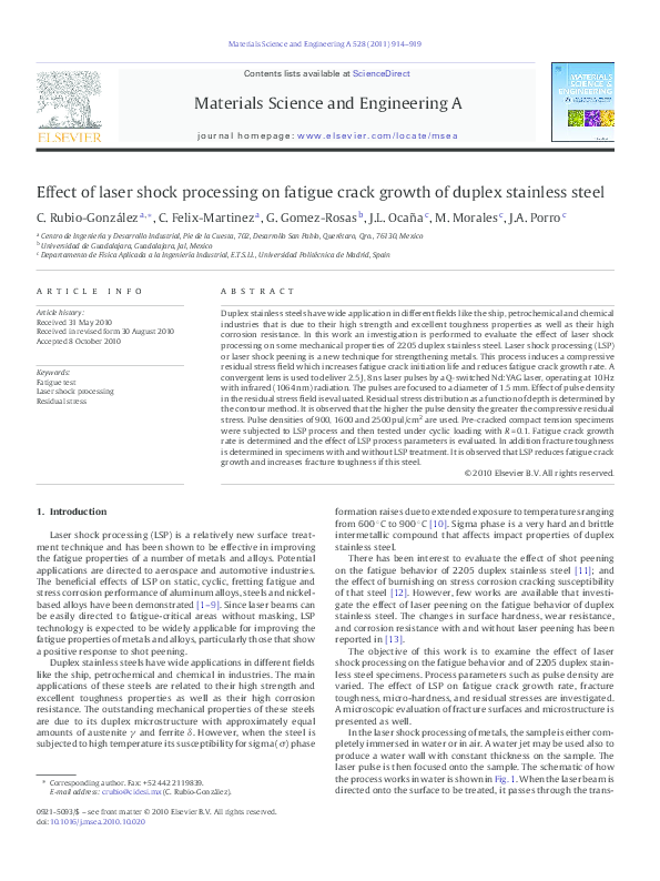 (PDF) Effect of laser shock processing on fatigue crack growth and ...