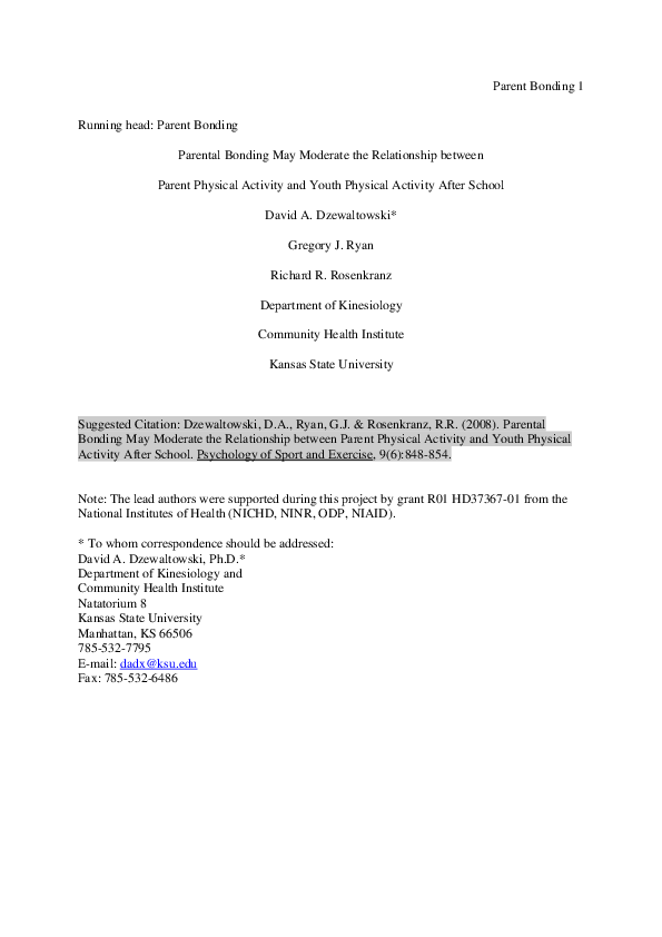 (PDF) Parental bonding may moderate the relationship between parent ...