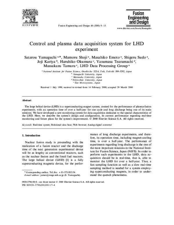 (PDF) Control and plasma data acquisition system for LHD experiment