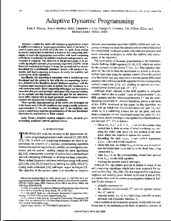 (PDF) Adaptive dynamic programming
