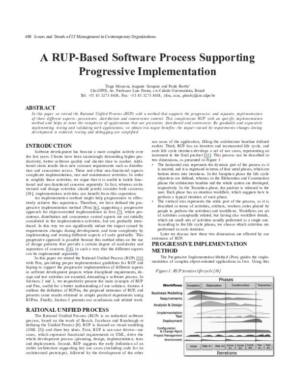 (PDF) A RUP-Based Software Process Supporting Progressive Implementation