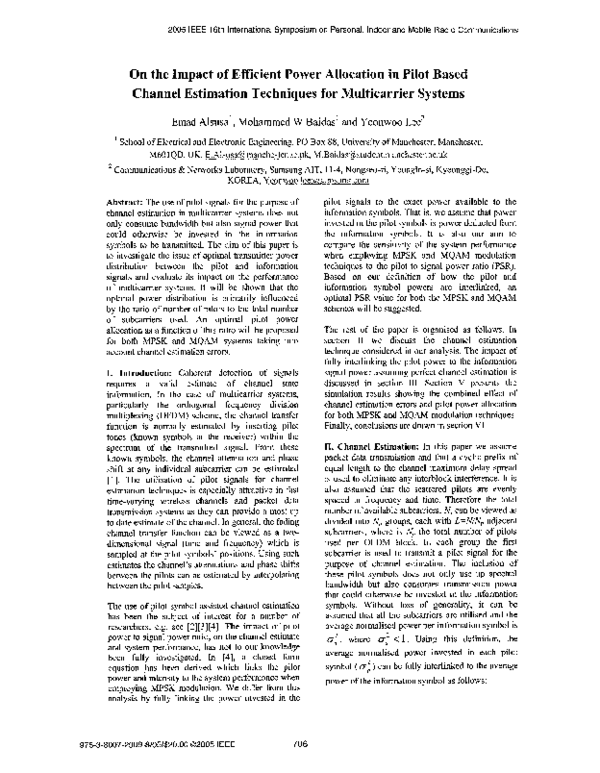 (PDF) On the Impact of Efficient Power Allocation in Pilot Based ...