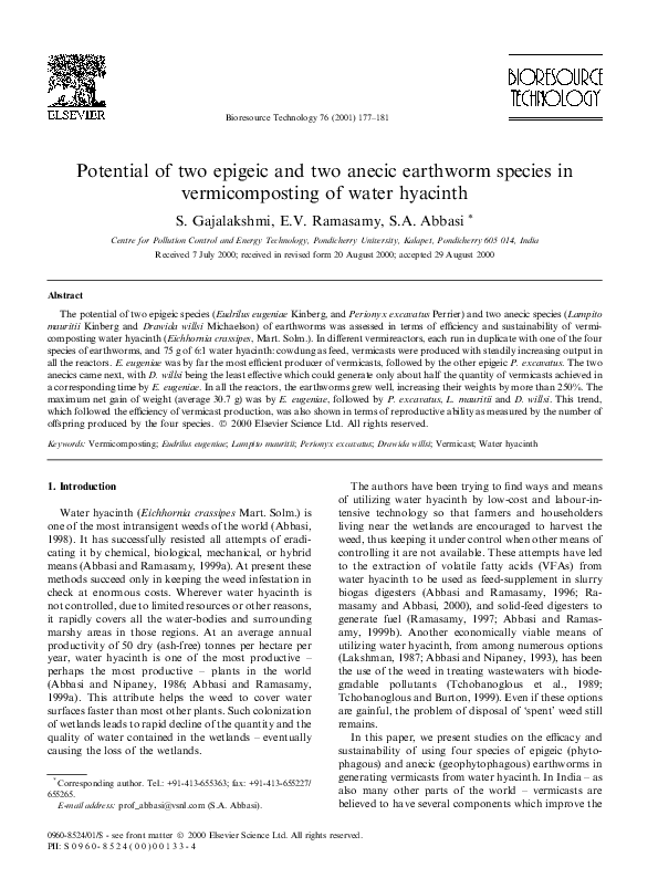 Characteristics of earthworm image
