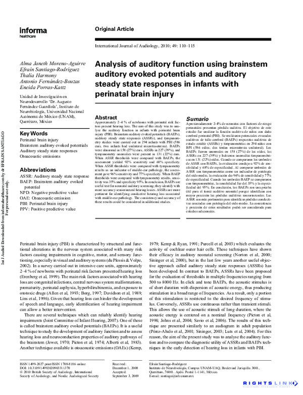 (PDF) Analysis of auditory function using brainstem auditory evoked ...