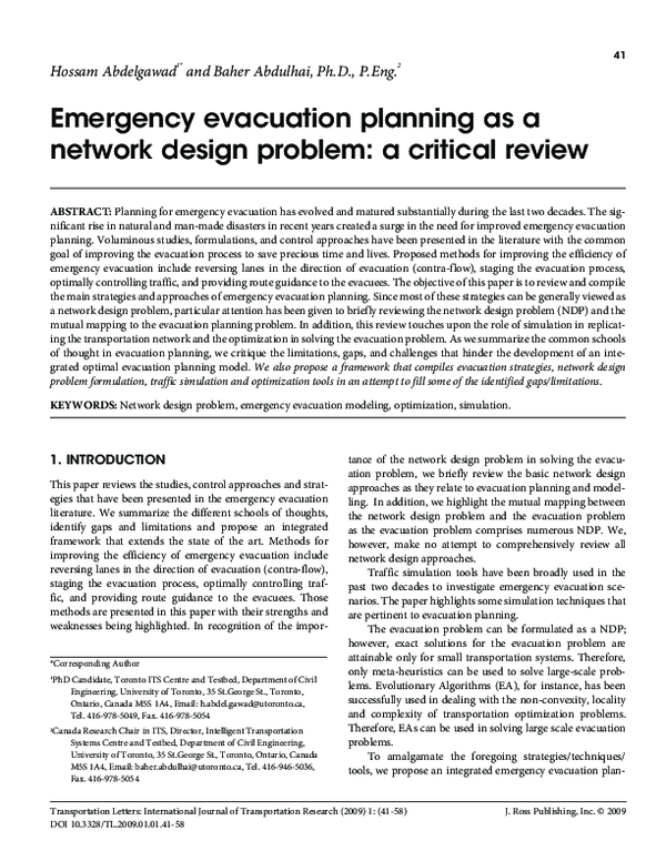 (PDF) Emergency evacuation planning as a network design problem: a ...