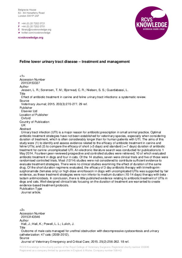 Curated visual reference: Gallery Detail: Feline Lower Urinary Tract Disease