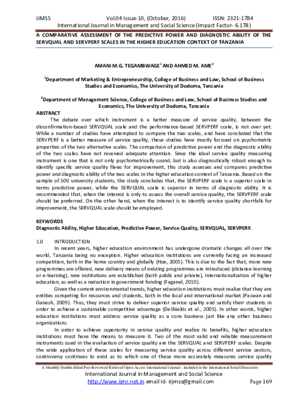 (PDF) A COMPARATIVE ASSESSMENT OF THE PREDICTIVE POWER AND DIAGNOSTIC ...