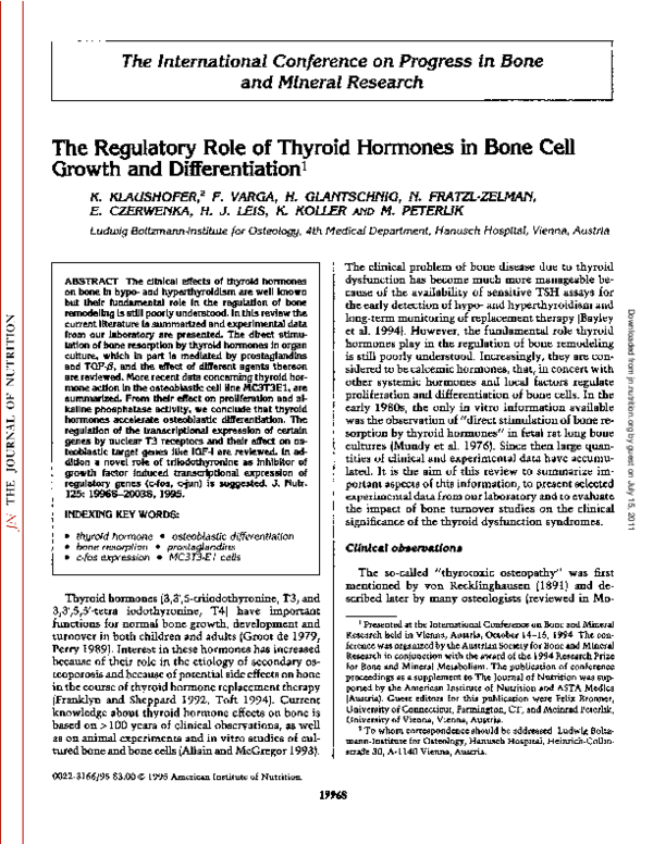(PDF) The Regulatory Role of Thyroid Hormones in Bone Cell Growth and ...