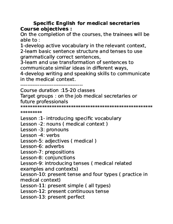 (DOC) Specific English for medical secretaries.docx intakhab khan