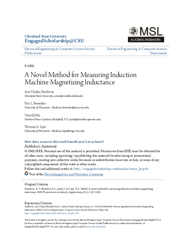 (PDF) A novel method for measuring induction machine magnetizing inductance