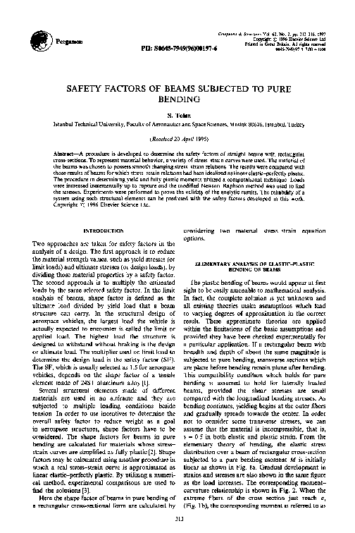 (PDF) Safety factors of beams subjected to pure bending Süleyman