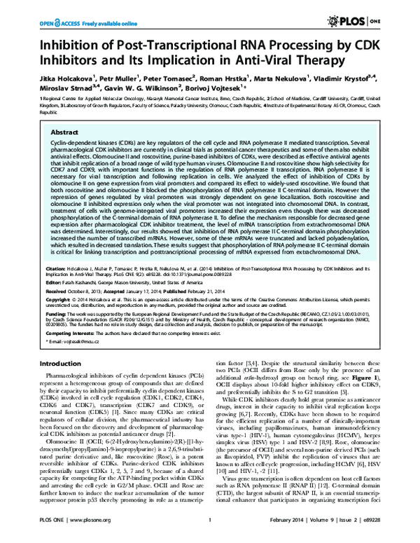 (PDF) Inhibition of Post-Transcriptional RNA Processing by CDK ...
