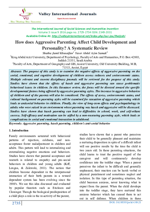 (PDF) How does Aggressive Parenting Affect Child Development and ...