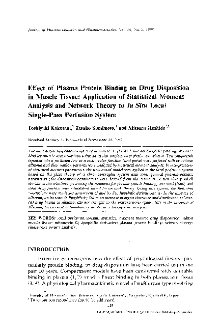(PDF) Effect of plasma protein binding on drug disposition in muscle ...