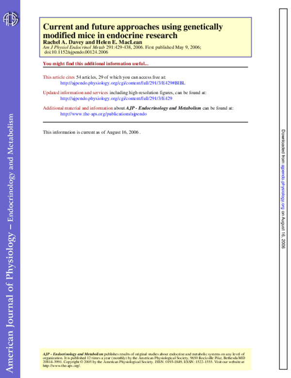(PDF) Current and future approaches using genetically modified mice in ...