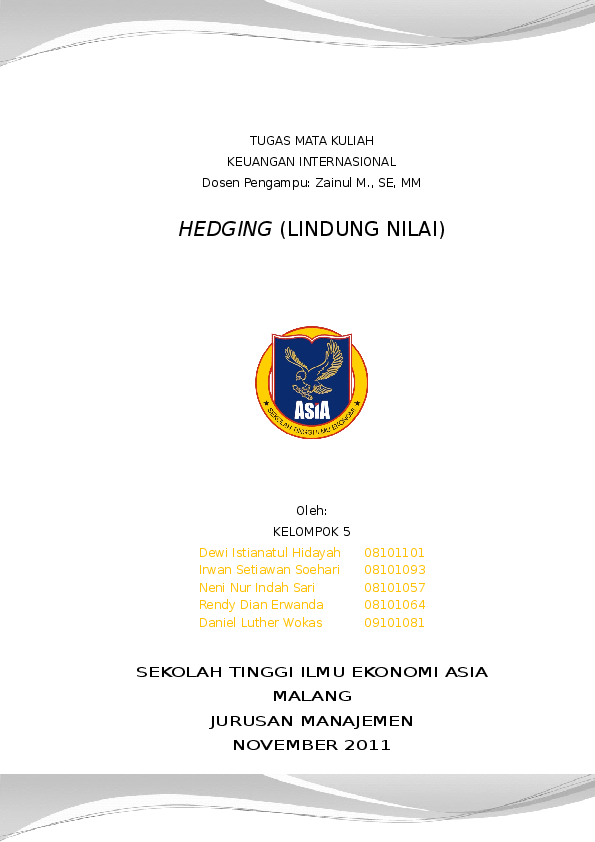 Doc Hedging Lindung Nilai Ilham Yasmin Academia Edu