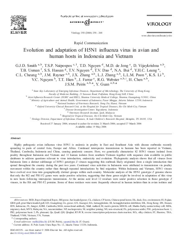(PDF) Evolution and adaptation of H5N1 influenza virus in avian and ...