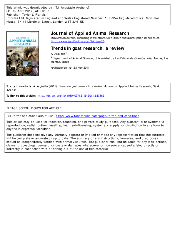 Sheep and goat research journal image