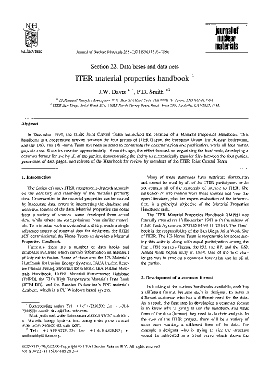 (PDF) ITER MATERIAL PROPERTIES HANDBOOK Jessi JJ Academia.edu