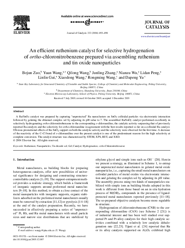 (PDF) An efficient ruthenium catalyst for selective hydrogenation of ...