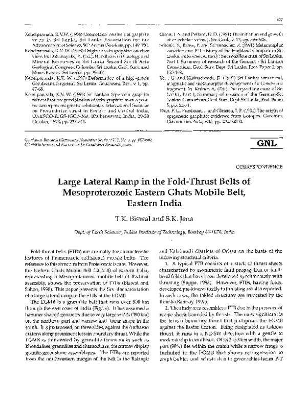 (PDF) Large Lateral Ramp in the Fold-Thrust Belts of Mesoproterozoic ...