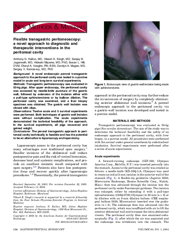(PDF) Flexible transgastric peritoneoscopy: A novel approach to ...