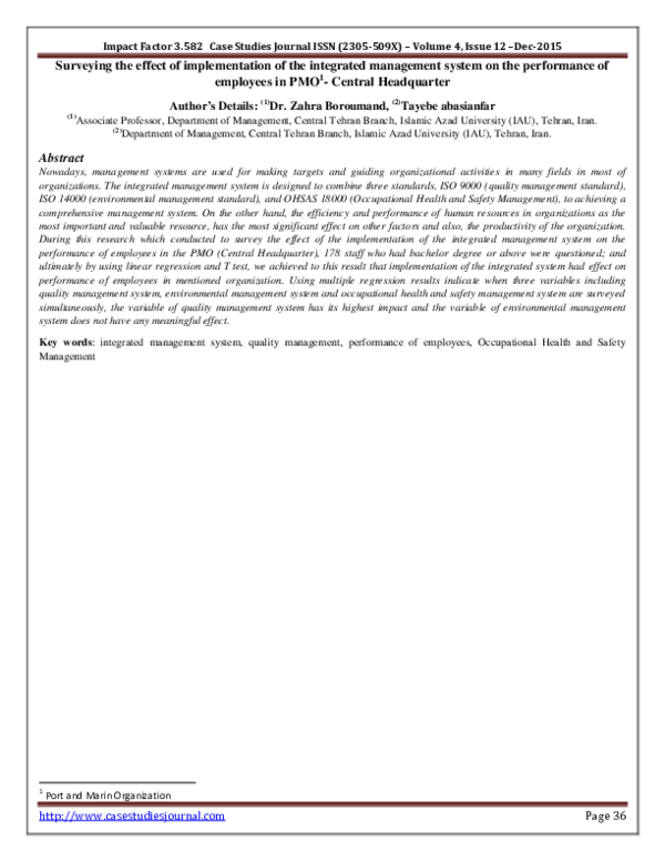 (PDF) Surveying the effect of implementation of the integrated ...