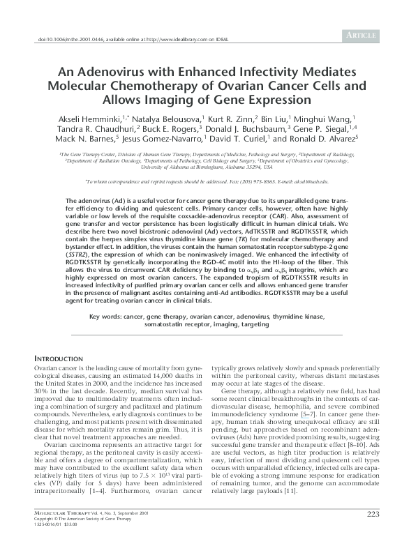 (PDF) An Adenovirus with Enhanced Infectivity Mediates Molecular ...
