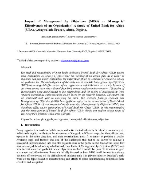 (DOC) Full copy of MBO on managerial Effectiveness