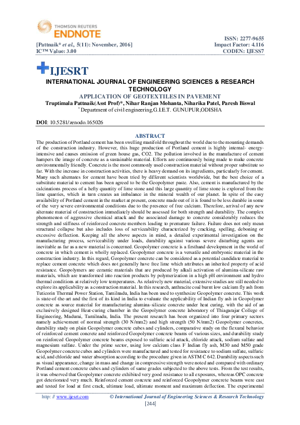 (PDF) APPLICATION OF GEOTEXTILES IN PAVEMENT