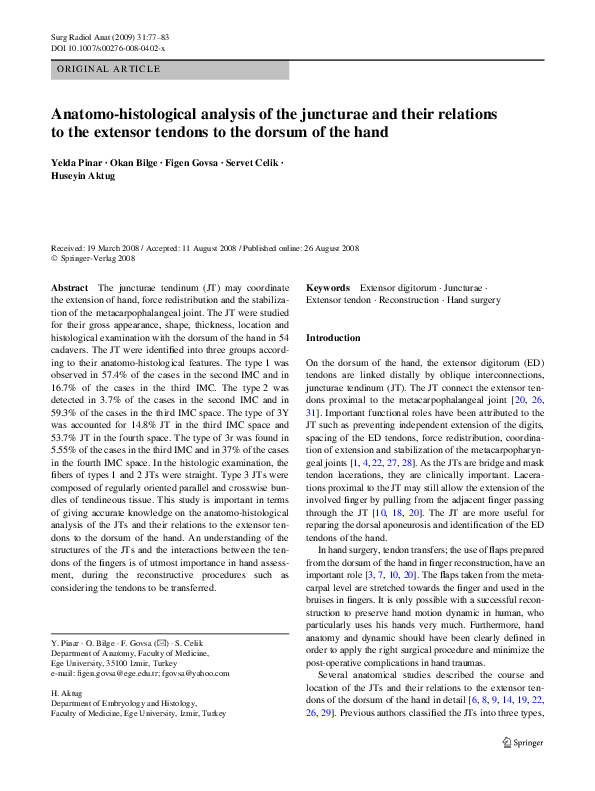 (PDF) Anatomo-histological analysis of the juncturae and their ...
