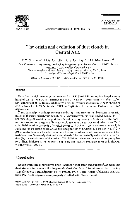 (PDF) The origin and evolution of dust clouds in Central Asia