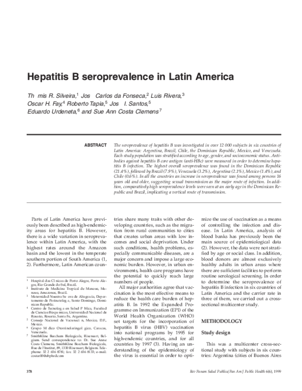 (PDF) Hepatitis B seroprevalence in Latin America