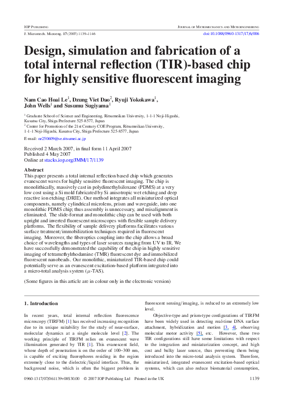 (PDF) Design, simulation and fabrication of a total internal reflection ...