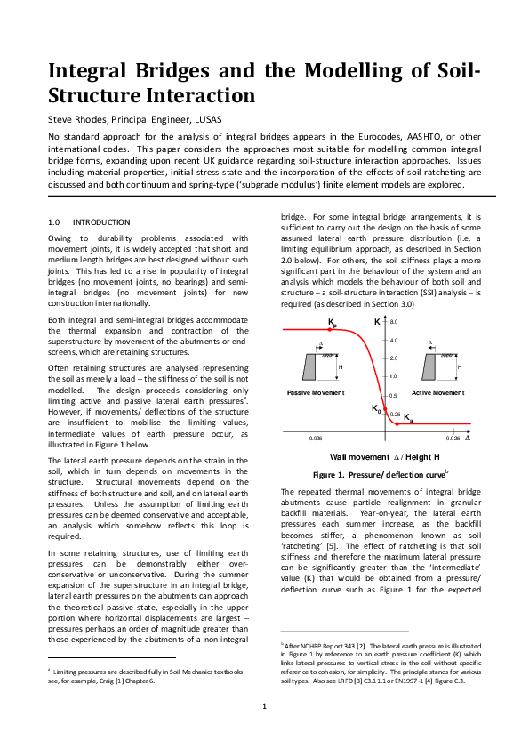 (PDF) Integral Bridges and the Modelling of Soil Structure Interaction