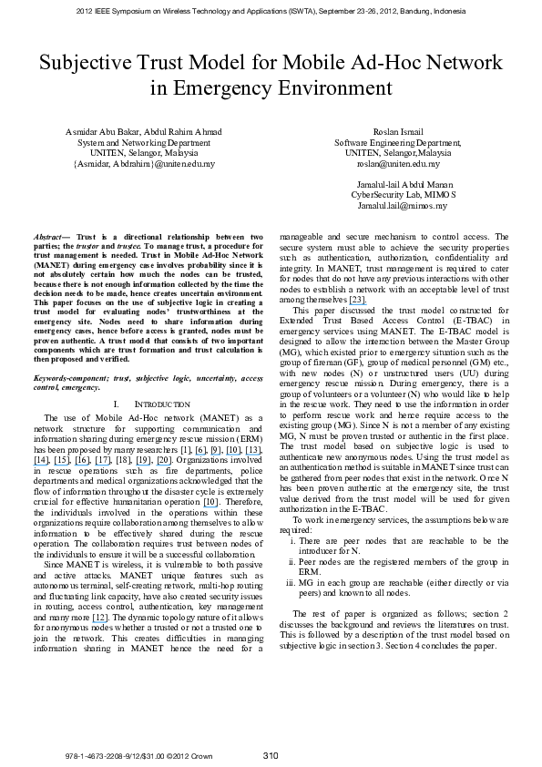 (PDF) Subjective trust model for mobile ad-hoc network in emergency ...