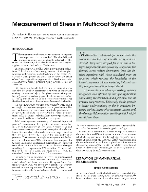 (PDF) Measurement of stress in multicoat systems