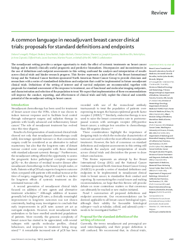 (PDF) A common language in neoadjuvant breast cancer clinical trials ...