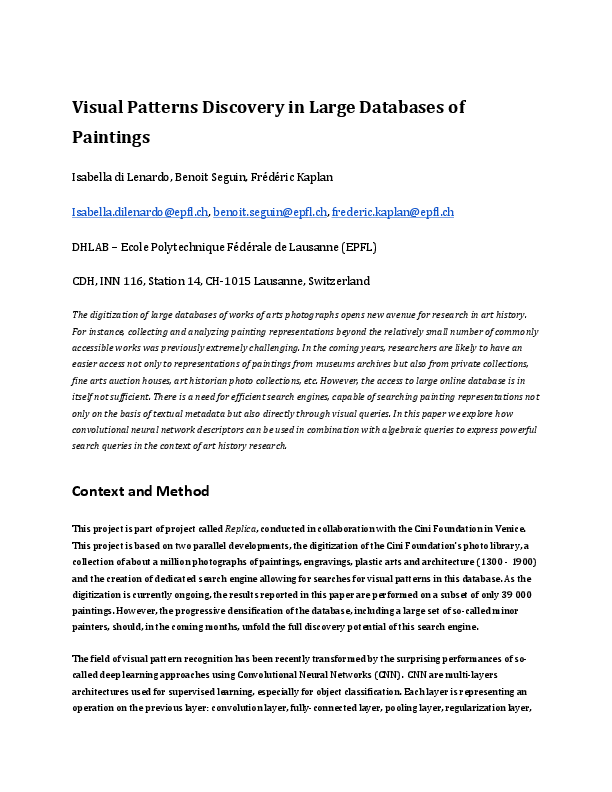 (PDF) Visual Patterns Discovery in Large Databases of Paintings
