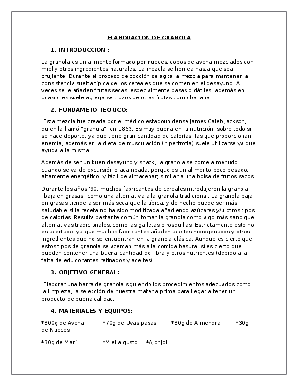 (DOC) ELABORACION DE GRANOLA Alvaro Flores Saico Academia.edu