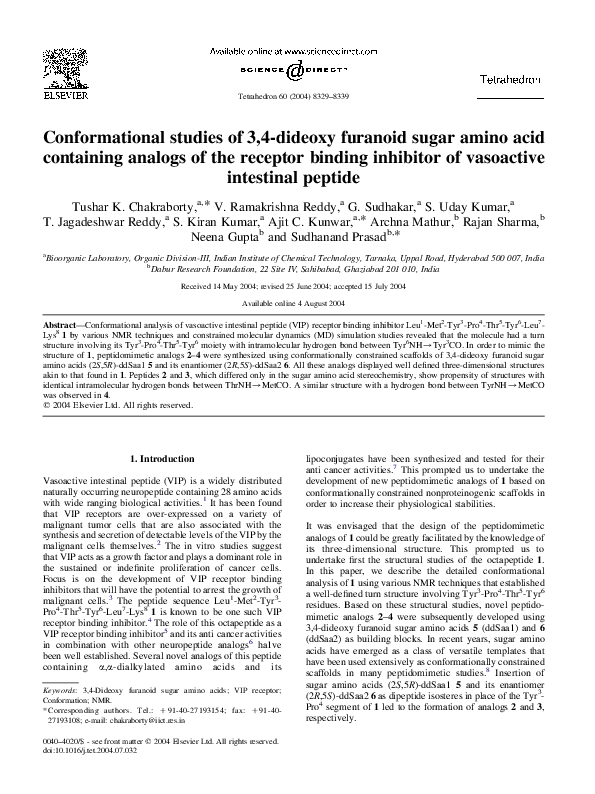 (PDF) Conformational studies of 3,4-dideoxy furanoid sugar amino acid ...