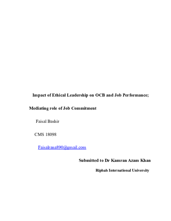 (DOC) Impact of Ethical Leadership on OCB and Job Performance ...