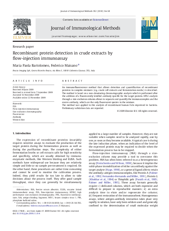 (PDF) protein detection in crude extracts by flowinjection immunoassay Maria