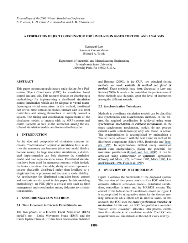 (PDF) General methodology 3: a federation object coordinator for ...
