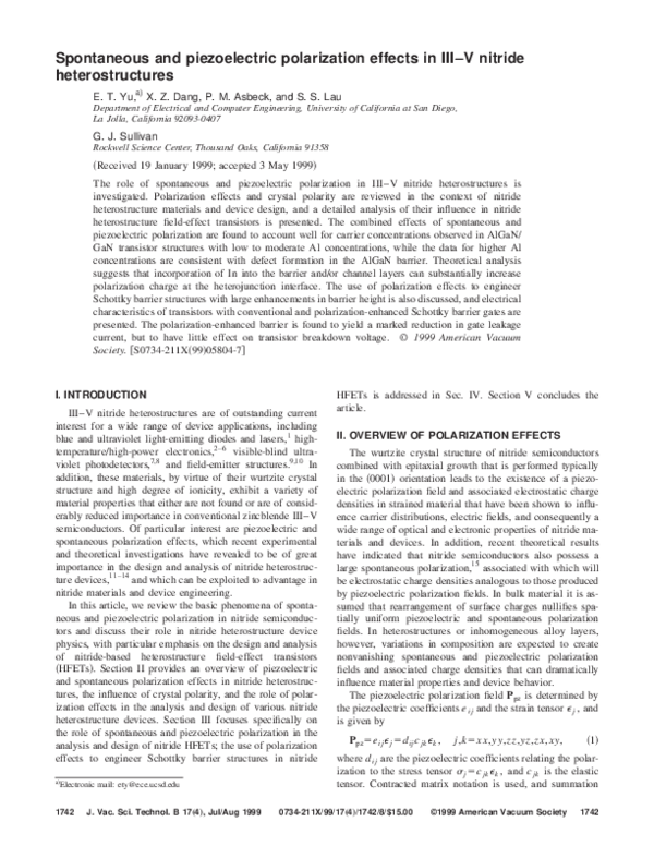 (PDF) Spontaneous and piezoelectric polarization effects on the output ...