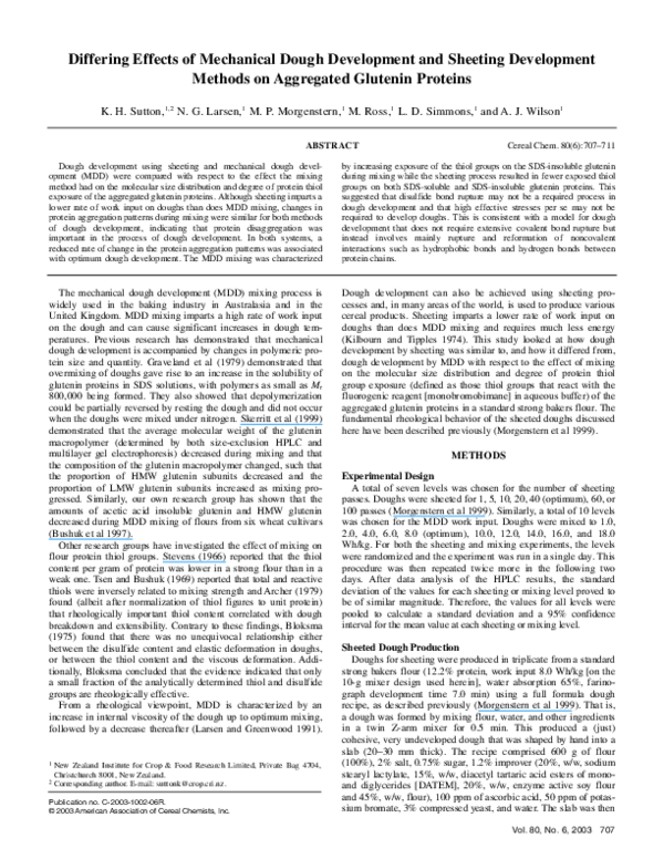 (PDF) Differing Effects of Mechanical Dough Development and Sheeting Development Methods on